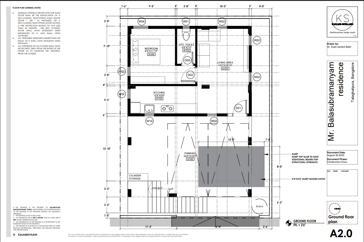 2D drafting of Bala residence